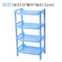 四角四层置物架长方形家用多用厨房收纳卫生间落地式塑料浴室储物 三维工匠 三角形北欧蓝aaaa储物架