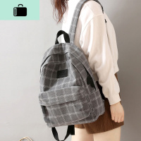 森系简约格子书包女学生韩版初中高中大容量双肩包百搭大学生背包NEW LAKE