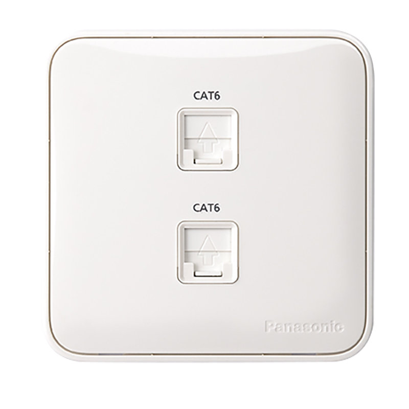 松下(panasonic)格彩系列白色六类单电脑插座千兆网线二位电话双网线