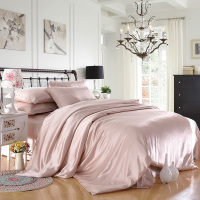 美帮汇100真丝被套重磅19姆米色桑蚕丝床品婚庆真丝套件