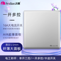 飞雕(FEIDIAO)开关插座86型家用商用 超大面板钢支架格韵系列电源墙壁开关面板 格韵月光银一位多控开关
