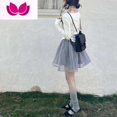 七斓DOLL[灰天鹅]芭蕾风连衣裙套装女春季吊带蓬蓬裙上衣套