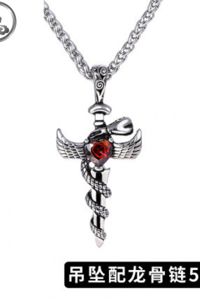 圣剑项链男纯银潮韩版个性百搭长款霸气男士吊坠配饰品刻字 JiMi