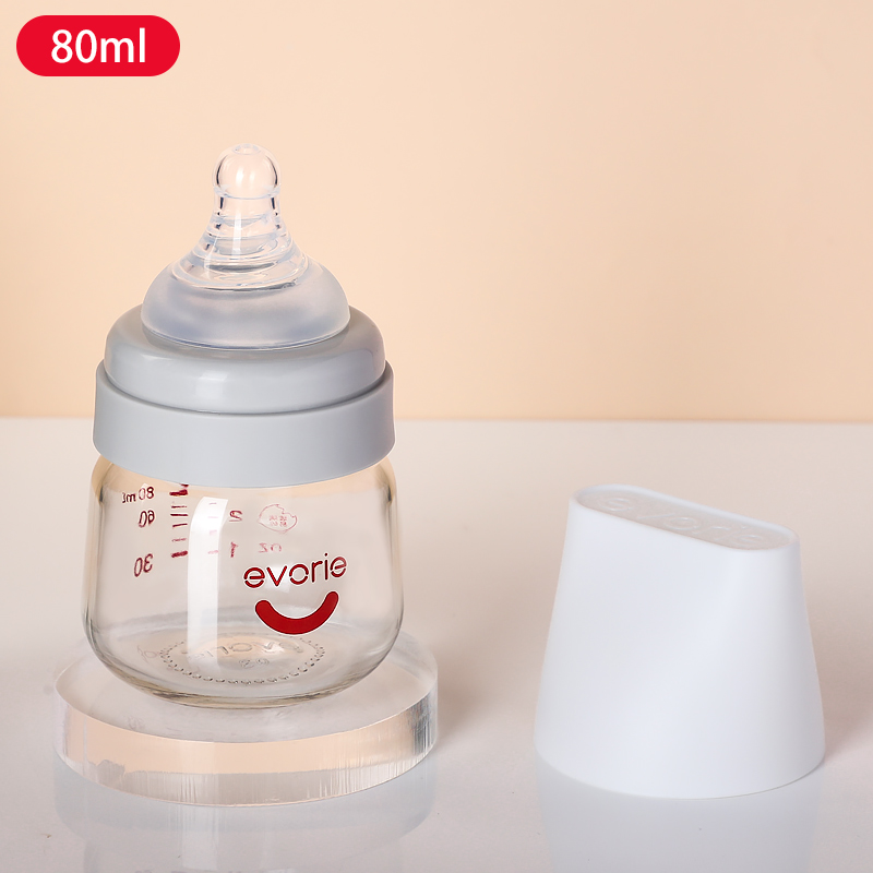 爱得利(ivory)奶瓶玻璃新生儿宽口径初生宝宝喝水小奶瓶80ml