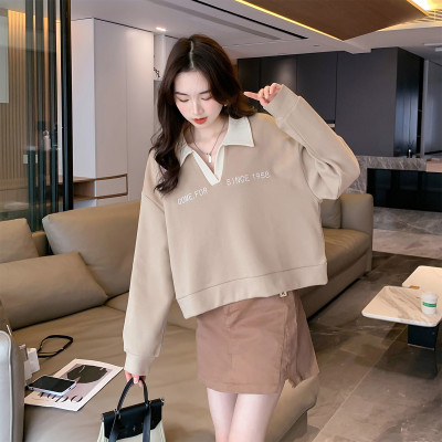 [1折价39.9元,叠加优惠券]春季女polo领前胸字母卫衣学院风减龄潮流百搭