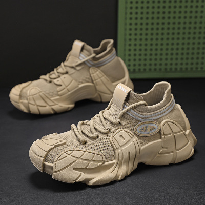 时尚潮流袜子鞋男春季2025新款透气网面飞织网鞋男士运动休闲鞋