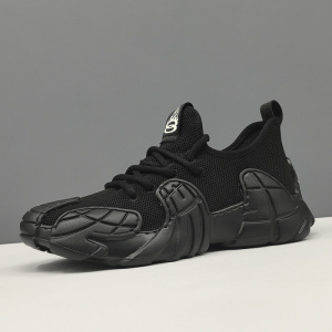 男生夏季透气网面鞋百搭欧洲站男鞋黑色运动休闲鞋小众厚底老爹鞋