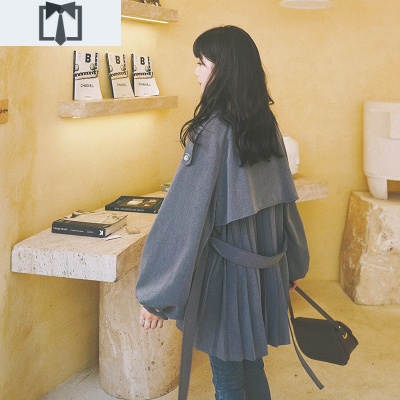 SUNTEK2020春秋新款韩版洋气矮小个子短款风衣女chic宽松时尚盐系外套潮风衣