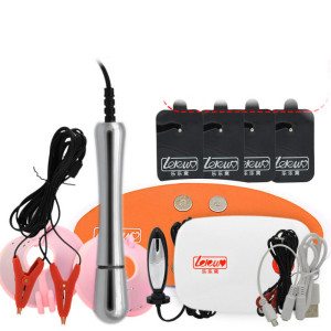 乐乐窝APP充电遥控脉冲肛塞马眼尿道插棒乳夹电极贴片硅胶按摩手套男女用情趣玩S 女用APP主机+乳夹+按摩棒+小号肛塞