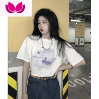七斓夏季短袖t恤女2023年夏装新款韩版港风宽松内搭白色打底t桖衫潮