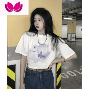 七斓夏季短袖t恤女2023年夏装新款韩版港风宽松内搭白色打底t桖衫潮