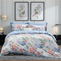 富安娜 磨毛抗菌四件套 被套+床单+枕套*2 203*229cm 江南芙蕖