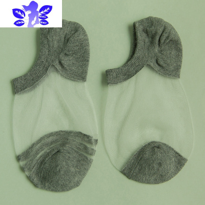 Ideamini袜子棉丝袜女薄款夏季二杠玻璃丝短袜浅口日系女水晶袜透明ins潮