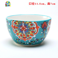 4.5英寸小碗吃饭碗创意个性小汤碗陶瓷 手工手绘美式田园家用餐具 FENGHOU 天竺兰4.5英寸碗