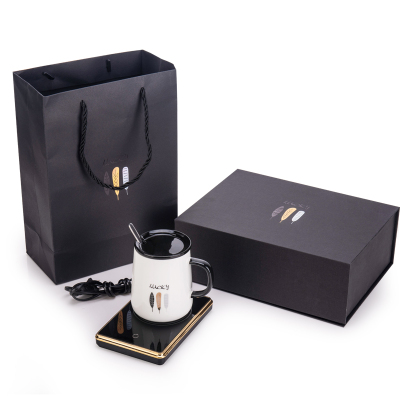 恒温加热杯垫时光旧巷暖暖杯55度自动加热水杯热牛奶保温底座垫珍珠黑底座加杯子精美礼盒套装
