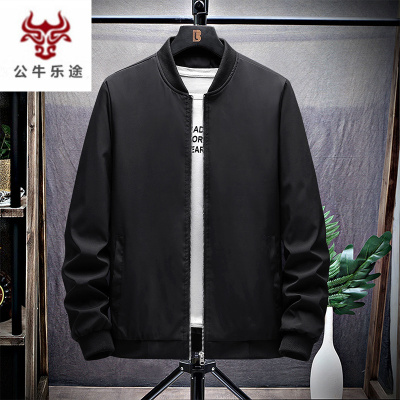 公牛乐途男士外套春秋2020新款潮流加肥加大码男装上衣服立领夹克男爸爸装