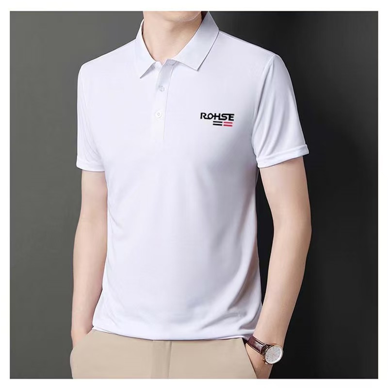 短袖T恤男装商务有领翻领polo衫带领印花夏季上衣服半袖