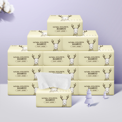 4层32包-悦竹风语4层加厚32包迷鹿系列抽纸原生木浆家用面巾纸餐巾纸擦手纸大尺寸四层300*32包抽取式整箱装