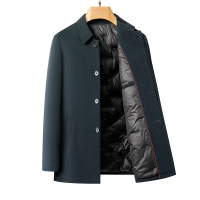 中老年男士商务翻领中长轻羽绒服秋冬简约休闲羽绒男外套