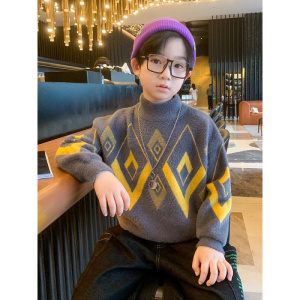 男童毛衣新款秋冬款中大童儿童冬季针织衫加厚毛线衣冬装洋气