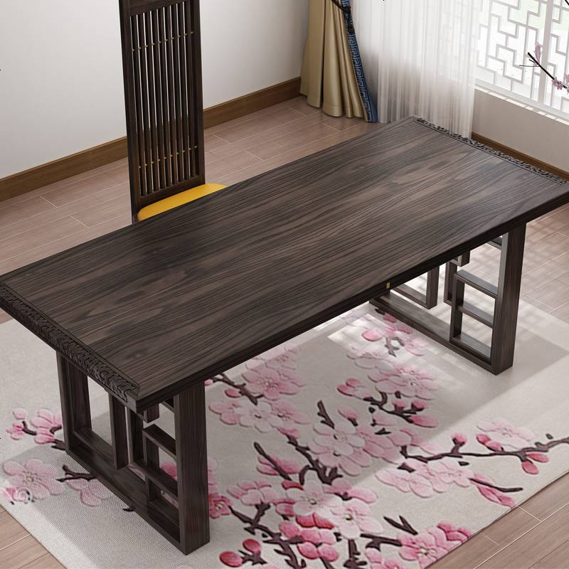 新中式全实木书桌组合写字台禅意大班台书桌书柜办公桌