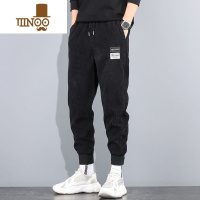 YANXU干活穿的裤子男耐磨脏上班工作劳保服灯芯绒卫裤束脚宽松运动休闲