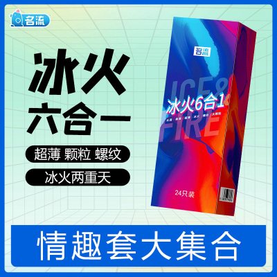 名流 冰火六合一 24只装超薄避孕套狼牙颗粒持久冰火刺激裸入安全套套男用安全套成人用品byt
