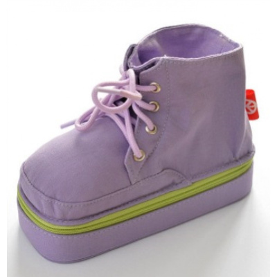 魁创意马丁靴鞋子造型笔笔筒米魁大容量文具盒帆布文具盒男笔女E38-U-紫色