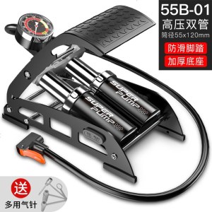 [补贴10%]电动电瓶车脚踩打气筒自行车摩托家用充气泵汽车用高压简脚踏气筒 旗舰双管精准表-190PSI[质保10年