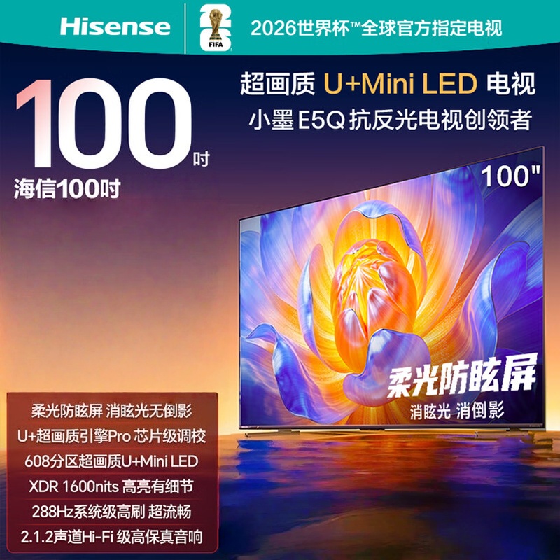 海信电视小墨100E5Q 100英寸 超画质U+Mini LED 288Hz高刷 DeepSeek 智能柔光防眩液晶电视