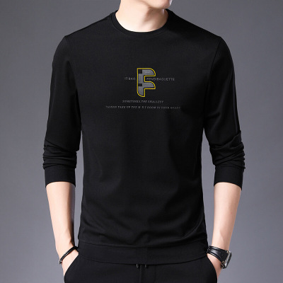 梵克公牛男士卫衣圆领套头长袖T恤男2021秋季薄款打底衫休闲上衣服商务休闲官方男装119HB220