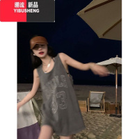 YIBUSHENG连衣裙女2023新款胖mm大码显瘦宽松百搭吊带ins无袖坎肩背心裙