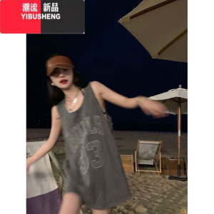 YIBUSHENG连衣裙女2023新款胖mm大码显瘦宽松百搭吊带ins无袖坎肩背心裙