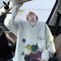 花花公子新款高品质棉质港风卫衣男贴布绣印花青少年秋季新款宽松套头卫衣男