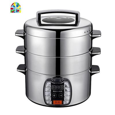 山姆斯不锈钢家用智能商用三层电蒸锅笼大号火锅大容量多功能变频 FENGHOU 32BD底锅+2层