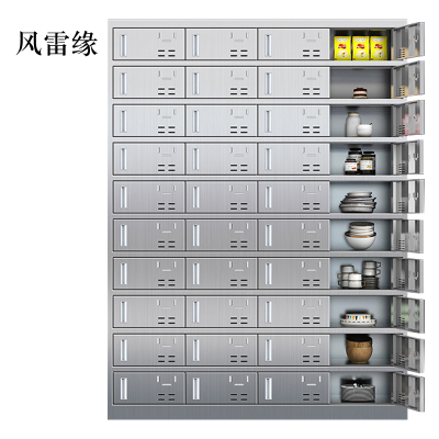 风雷缘304不锈钢食堂带锁餐具柜40门餐盘柜磁吸锁1800*1350*400常规款