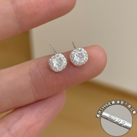 s999足银锆石方糖耳钉精致轻奢小众高级感气质耳环女个性时尚送女朋友老婆情人节七夕生日礼物