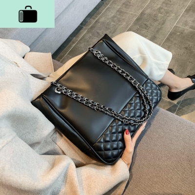 2020春新款韩版女包水桶包菱格绣线休闲链条包手提单肩包韩版大包NEW LAKE女士单肩包