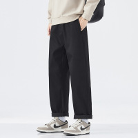 |日系新款简约设计感秋冬款宽松修身版型纯色男青少年长裤