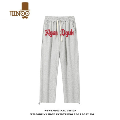 YANXU美式高街字母印花抽绳休闲裤男秋季潮牌百搭宽松直筒运动阔腿裤子