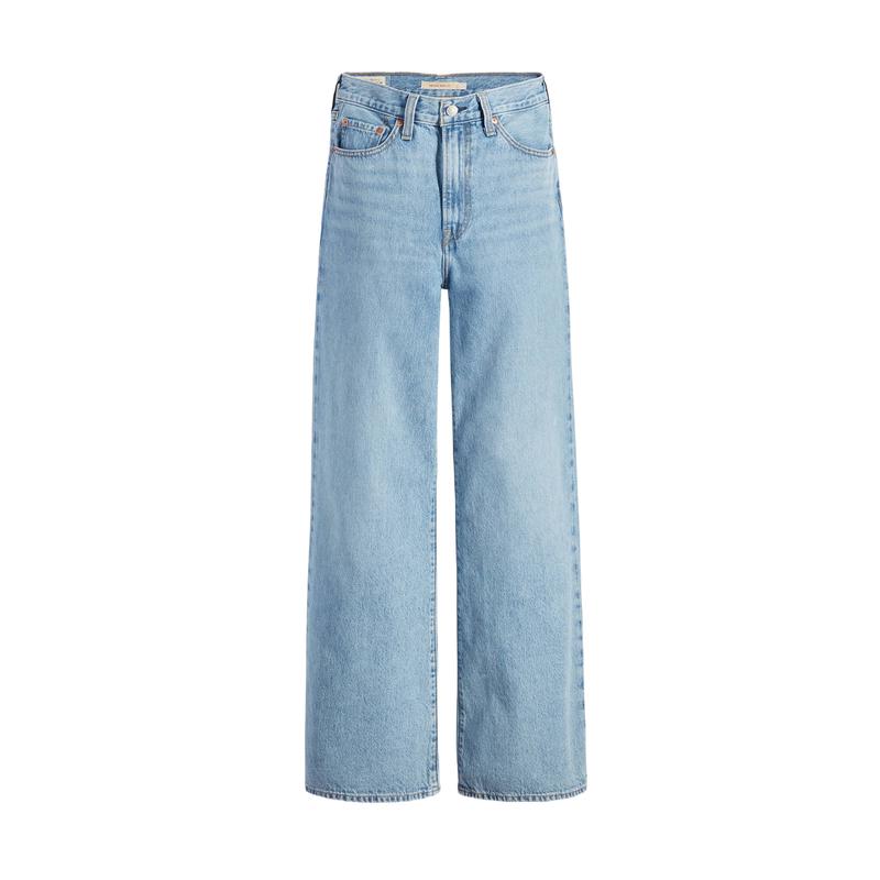 Levi's多口袋女士直筒牛仔裤宽松休闲设计带腰带环纽扣开合