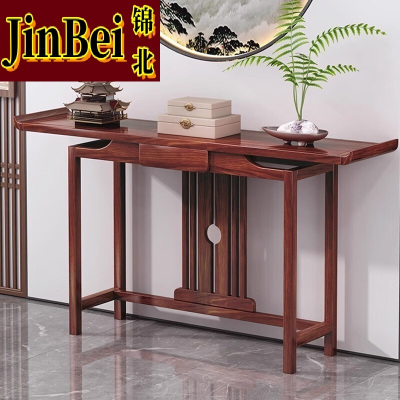 锦北玄关桌入户门厅客厅条案新中式木制供桌靠墙玄关台-100半圆款