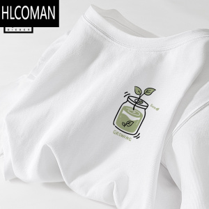 HLCOMAN夏季t恤男短袖2025新款白色加大码休闲体恤男士简约潮牌半袖