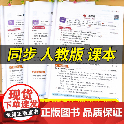 五年级上册同步练习册 小学5年级上学期语文数学英语语数英练习题计算题强化专项思维训练一课一练教辅资料人教教版思维题教材课