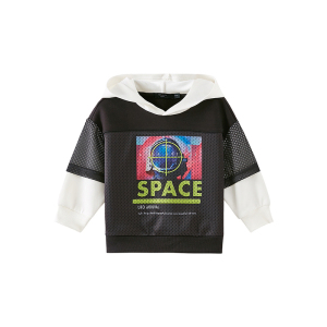 [1件3折价:74.7]米喜迪mecity童装春新款男童太空平面印花连帽针织套头衫