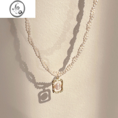 JiMi简约设计感双层珍珠麻花项链高级感网红精致百搭锁骨链2023年新款