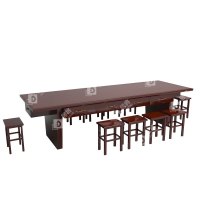 居将会议桌配10个方凳3000*1000*750mm