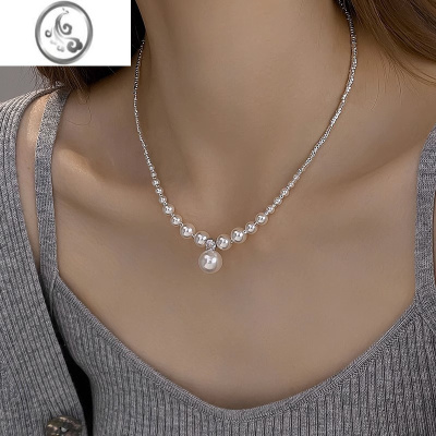 JiMi碎银几两渐变珍珠项链女夏2023年新款轻奢小众锁骨链气质颈链