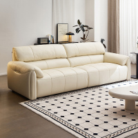 全友家居现代简约焦糖色真皮沙发客厅小户型三人位琴键沙发