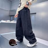 男童加绒裤子新款中大儿童冬季直筒长裤帅气冬装牛仔裤秋冬潮